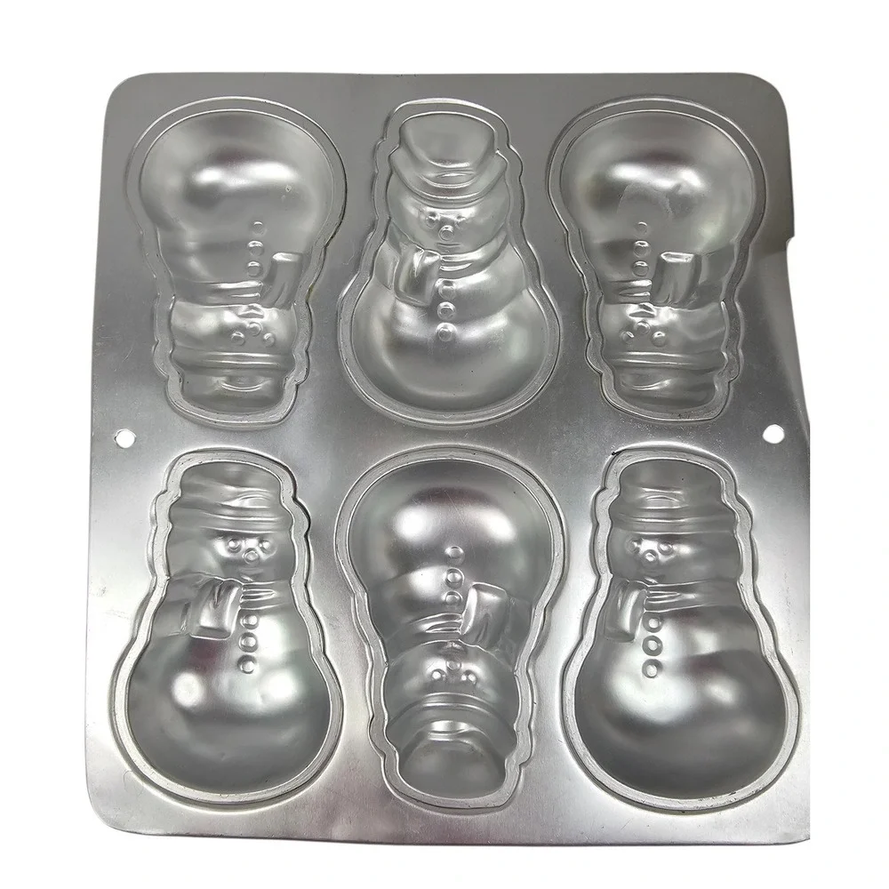 Wilton Vintage Aluminum Cake Pan Set Pumpkin Jack-o-Lantern and Snowman 6 Cavity